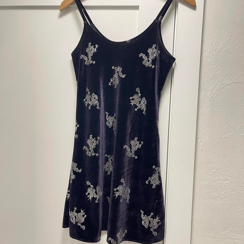 Vintage 80's 90's Black velvet min dress